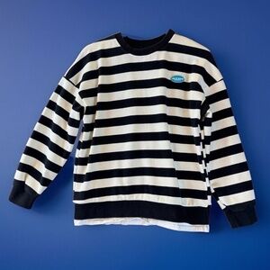 Mixzon Mix+Match Stripe Sweatshirt Youth Sz L Piqué Knit Outside, Velour Inside